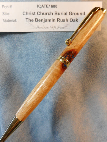 Declaration of Independence signer Dr. Benjamin Rush # K;ATE1600 from the Benjamin Rush Oak