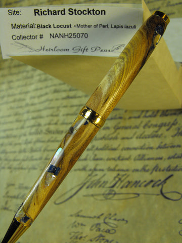 Declaration of Independence signor Richard Stockton # NANH25070 Black Locust, Mother of pearl and Lapis Lazuli